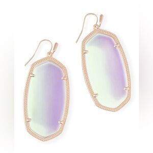Kendra Scott Iridescent Purple-Green Elle Drop Earrings in Rose Gold